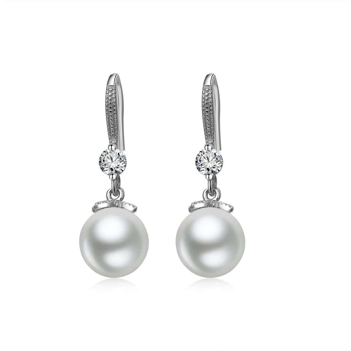 Exquisite Fashion 925 Sterling Silver Necklace Earrings Jewelry Set 10MM Pearl Accessories For Women Engagement Jewelry Gift