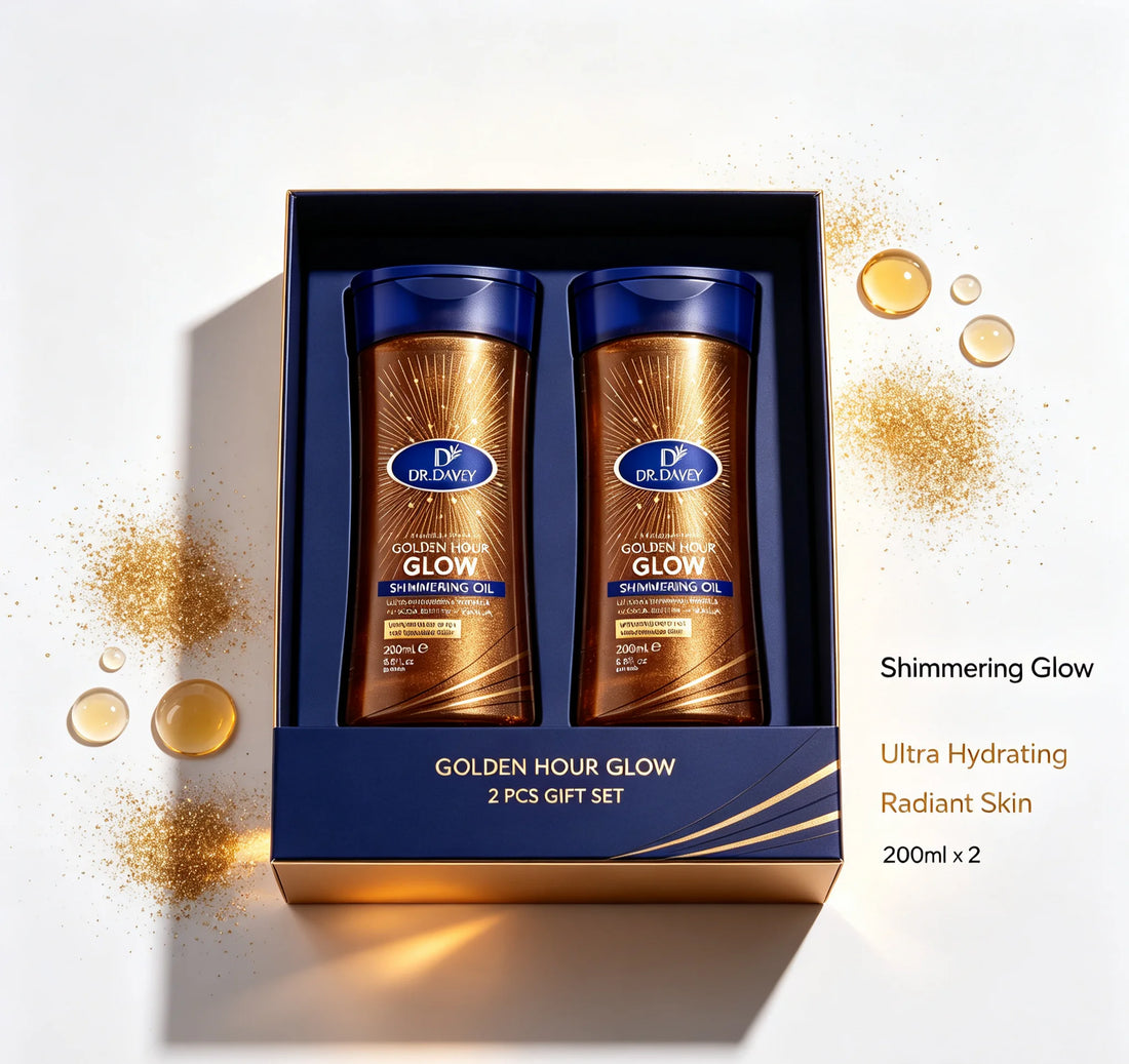 DR.DAVEY Golden Hour Glow Shimmering Body Oil Cocoa Butter Vanilla USA Warehouse Ready Stock 200ml+200ml One Set