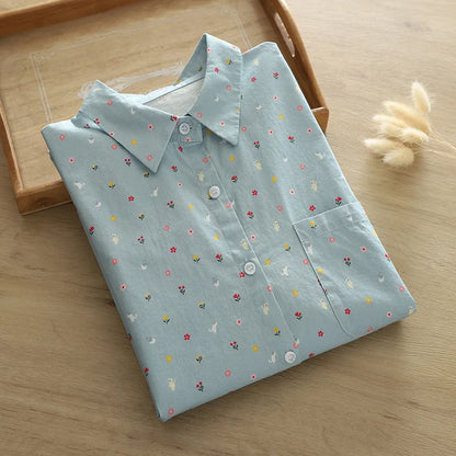 2026 Spring New Women Printed Shirts Long Sleeve Blouses Lazy Lady Tops Casual Female Clothes