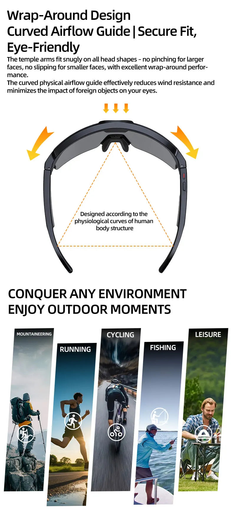 2026 New AI Smart Sports shooting&amp;recording Glasses 800W Camera HD Anti-shake Bicycle Riding Shooting Artifact Windproof Goggles