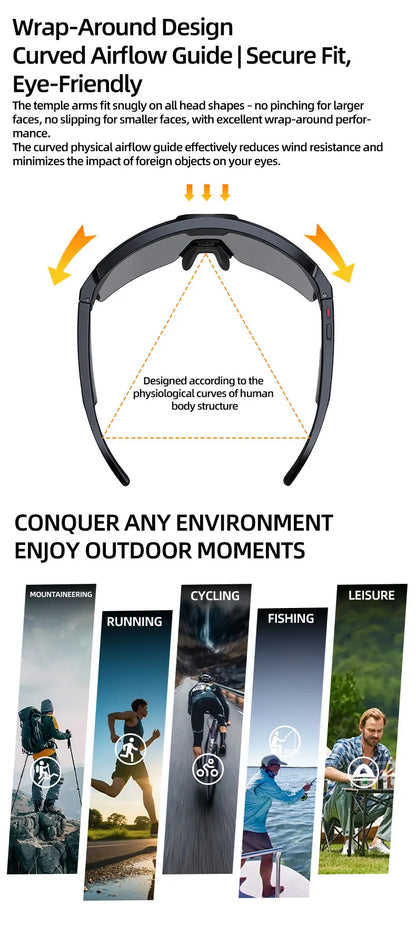 2026 New AI Smart Sports shooting&amp;recording Glasses 800W Camera HD Anti-shake Bicycle Riding Shooting Artifact Windproof Goggles