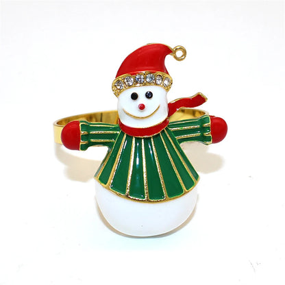 6Pcs Christmas Napkin Rings Gold Xmas Tree Deer Snowflake Hat Socks Napkin Buckles for Christmas Party Dinner Table Decorations