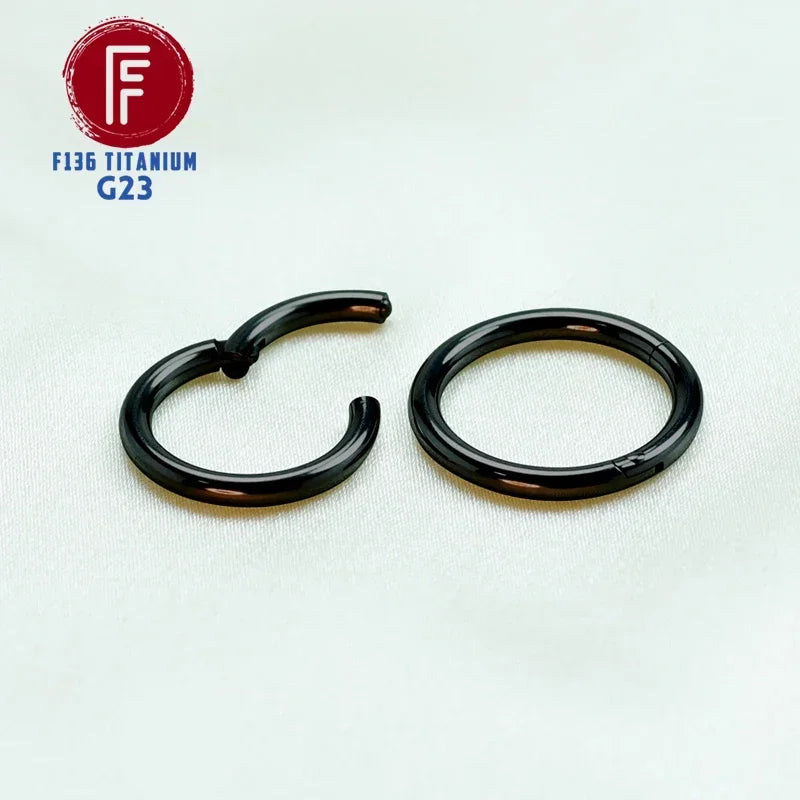 F136 Titanium Clicker 1.2mm and 2.0mm Thick Nose Ring Piercings Tragus Hinged Segment Cartilage Spiral Earring Septum Jewelry