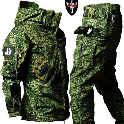 5XL 6XL Winter Waterproof Tactical Jackets Sets Men Outdoor Soft Shell Hiking Hunting Jacket Suit Fleece Cargo Pant Tracksuits