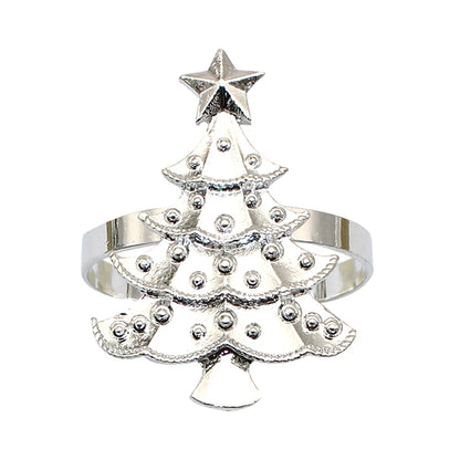 6Pcs Christmas Napkin Rings Gold Xmas Tree Deer Snowflake Hat Socks Napkin Buckles for Christmas Party Dinner Table Decorations
