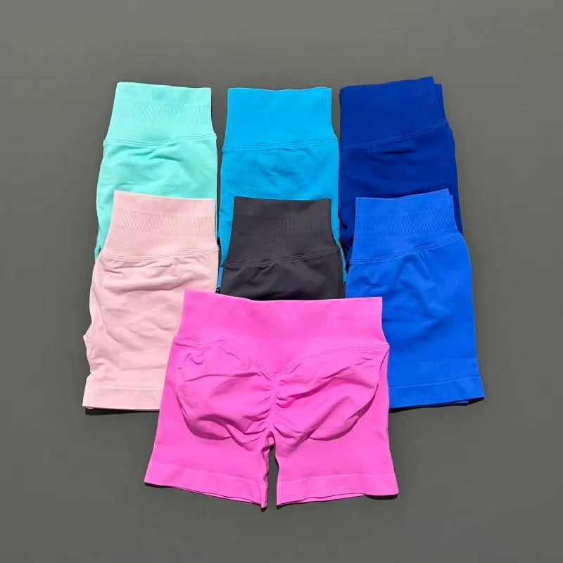 HISTELLO Women Sports Impact Shorts Seamless Low Waist Scrunch Bum Butt Lifting Stretch Gym Yoga Workout Fitness Short Leggings