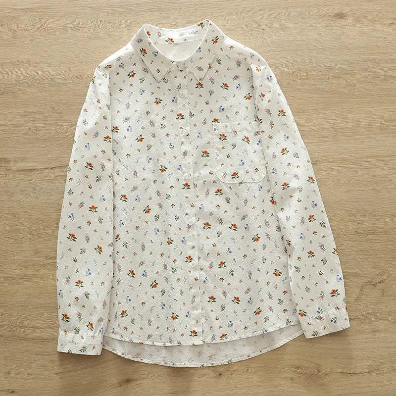 2026 Spring New Women Printed Shirts Long Sleeve Blouses Lazy Lady Tops Casual Female Clothes