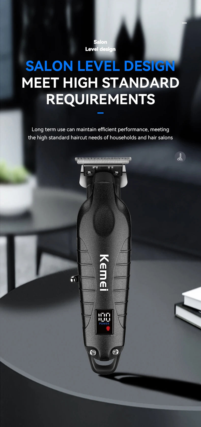Kemei 2293 Professional Hair Beard Trimmer Men Barber Rechargeable Finish Hair Cutting Machine Zero Gapped Cordless Hair Clipper