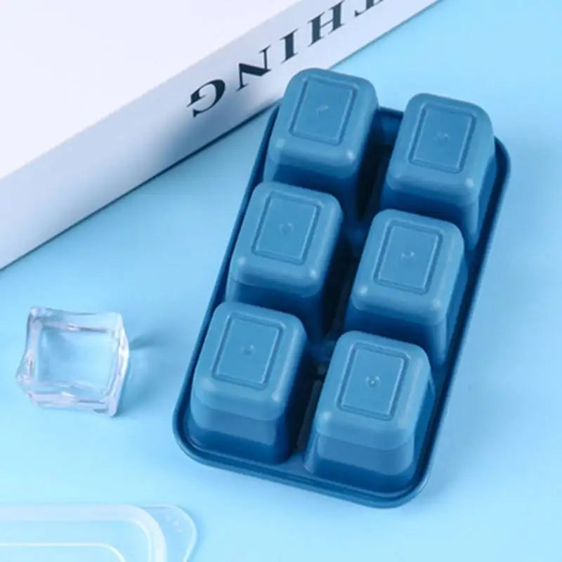 Easy to Disassemble Square Ice Cube Tray Ice Cream Mold for Household Kitchen Tools, Silicone Ice Cube with Detachable Lid