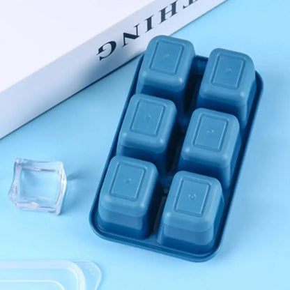Easy to Disassemble Square Ice Cube Tray Ice Cream Mold for Household Kitchen Tools, Silicone Ice Cube with Detachable Lid