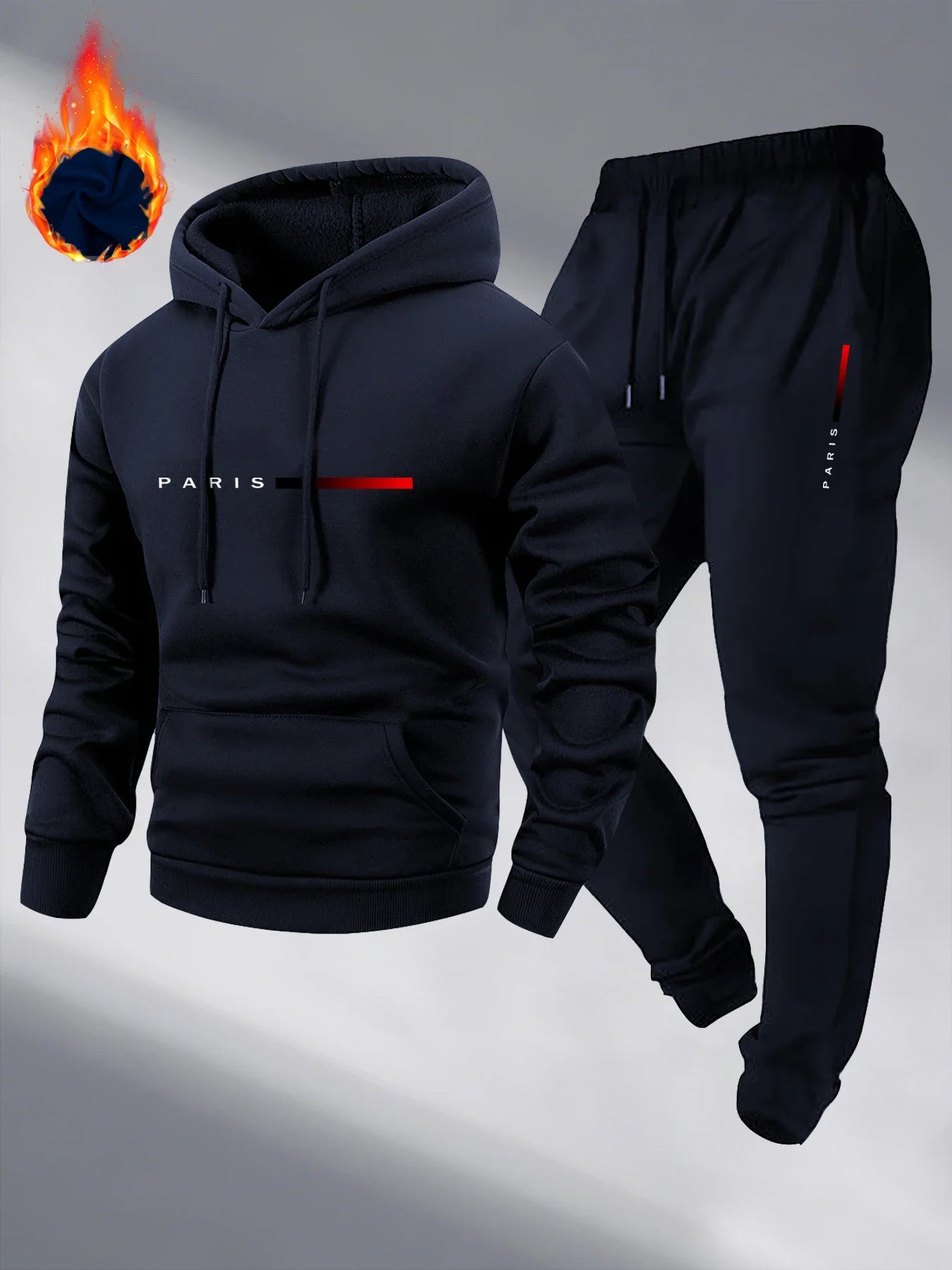 Paris Print Fashion Men's Hooded Tracksuit 2pcs Set High Quality Male Daily Casual Sports Jogging Home Outdoor Hoodie Outftis