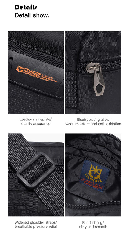 VOLUNTEER Messenger Crossbody Bags for Men Oxford Side Letter Print Fashion Light Weight Protable Versatile Shoulder Bag 1802-18