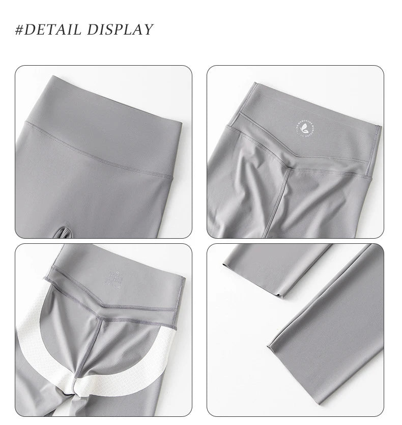 BIVIGAOS Spring New Double V 3D Curve Sharkskin Leggings Women High Waist Tight Slim Sports Fitness Push Up Leggings Yoga Pants