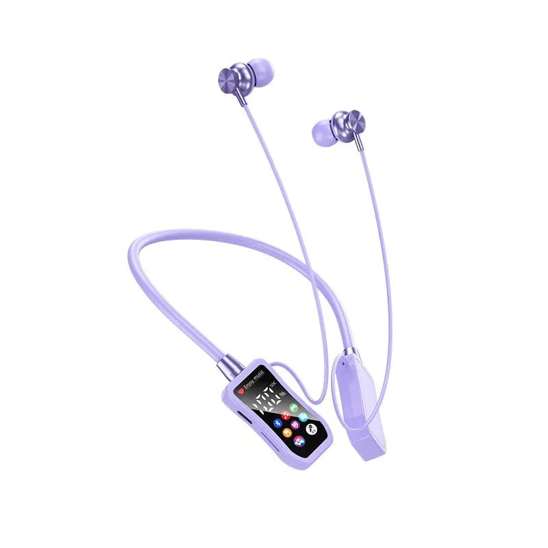 Neck-mounted headphones with HD screen, 48-hour playback time, Bluetooth 5.4 wireless earphones, dedicated for sports and gaming