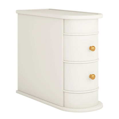 Tribesigns End Table Round Solid Wood Sofa Bedside Narrow Bedroom Side Table Nightstand with Drawer