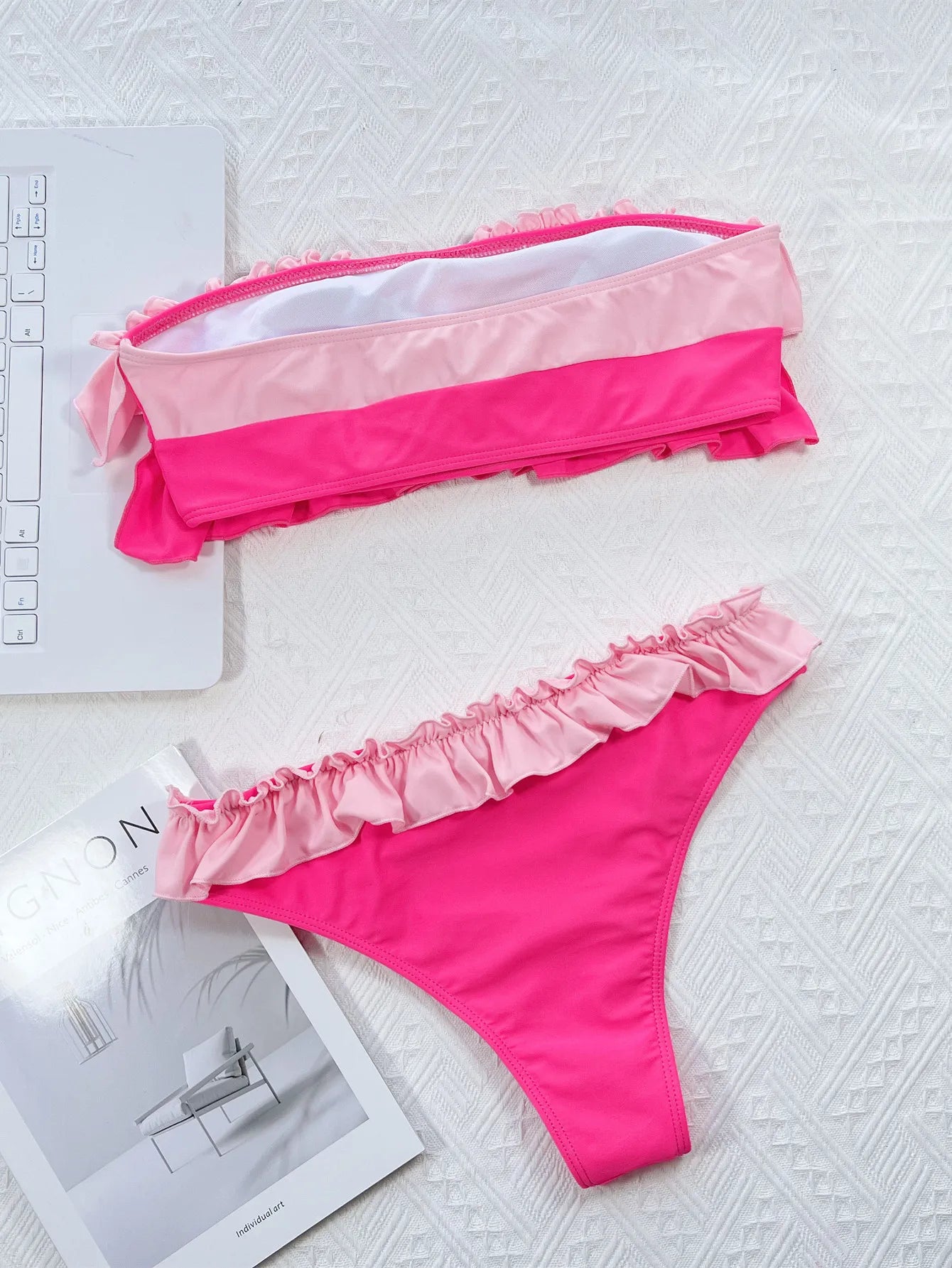 Sexy Bandeau Bikini 2025 Mujer Women Orange Patchwork Push Up Ruffles Micro Swimwear Brazilian Beach Bathing Suit Thong Swimsuit