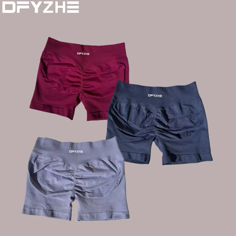 DFYZHE 4.5-inch yoga gym shorts, waist cinching and hip lifting shorts, seamless yoga shorts