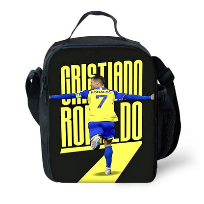 Child School Football R-RonaldoS CR7 Backpack with Lunch Bags ,Pencil Bags ,School Bags for Boys Girls Best Gift
