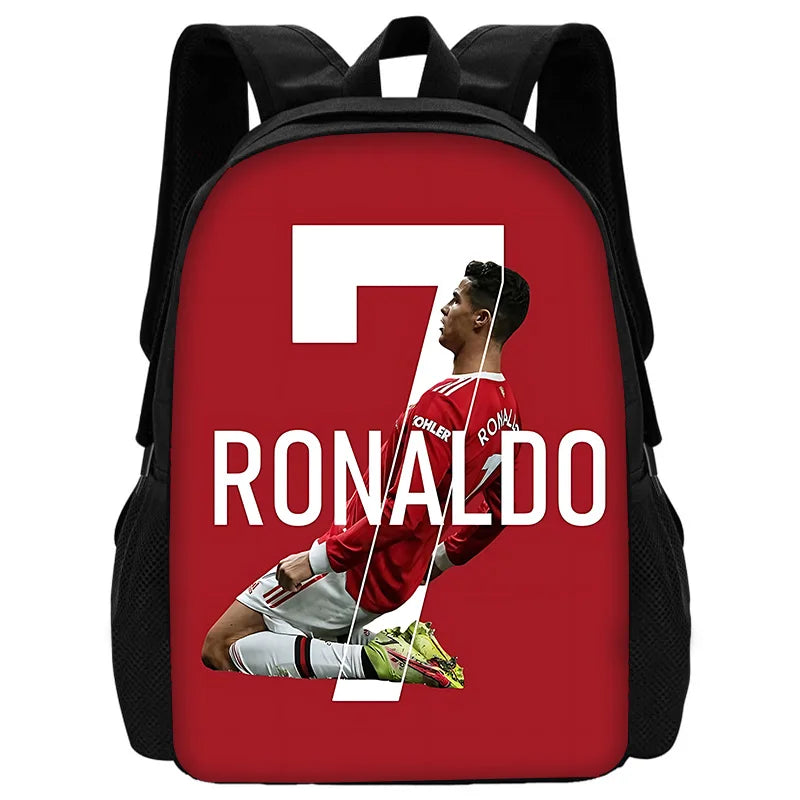 Child School Football R-RonaldoS CR7 Backpack with Lunch Bags ,Pencil Bags ,School Bags for Boys Girls Best Gift