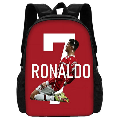 Child School Football R-RonaldoS CR7 Backpack with Lunch Bags ,Pencil Bags ,School Bags for Boys Girls Best Gift