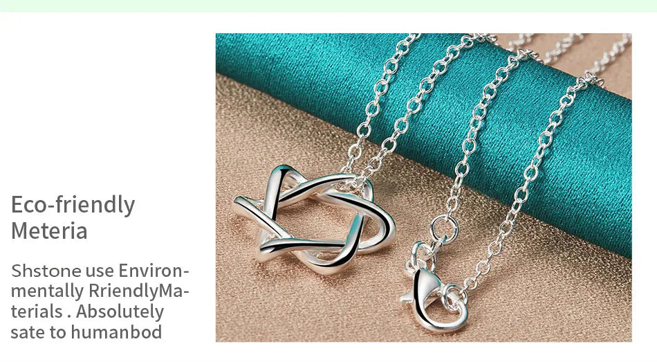 New 16-30 Inch O-Chain 925 Sterling Silver Hexagram Pendant Necklace For Women Bridal Wedding Accessories Birthday Charm Jewelry