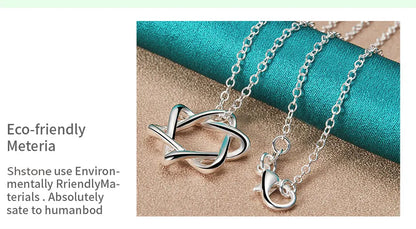 New 16-30 Inch O-Chain 925 Sterling Silver Hexagram Pendant Necklace For Women Bridal Wedding Accessories Birthday Charm Jewelry