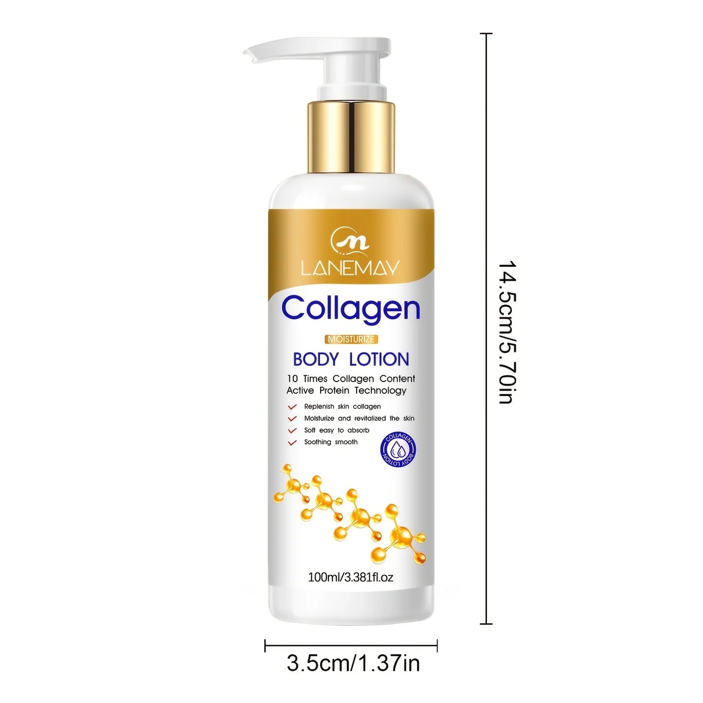 Collagen Moisturize Body Lotion - Moisturizing Dry and Dehydrated Skin, Lightweight & Non-Greasy for Skin