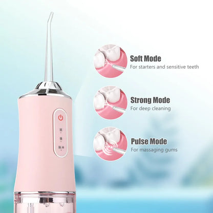 New Oral Irrigator Portable Dental Water Flosser USB Rechargeable Dental Water Jet Pick Flosser 4 Jet Tip 3 Modes Teeth Cleaner