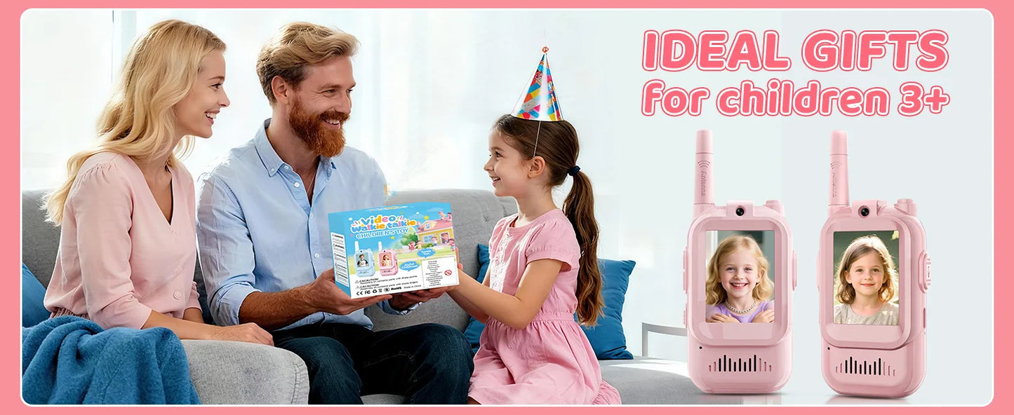 1Pair Kids Video Walkie Talkie Toy Rechargeable Interphone With HD Camera & Voice Changer Educational Interactive For Boy Girl
