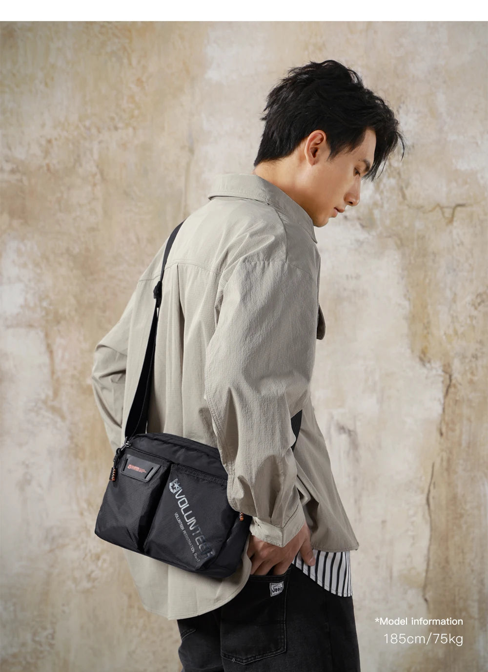 VOLUNTEER Messenger Crossbody Bags for Men Oxford Side Letter Print Fashion Light Weight Protable Versatile Shoulder Bag 1802-18