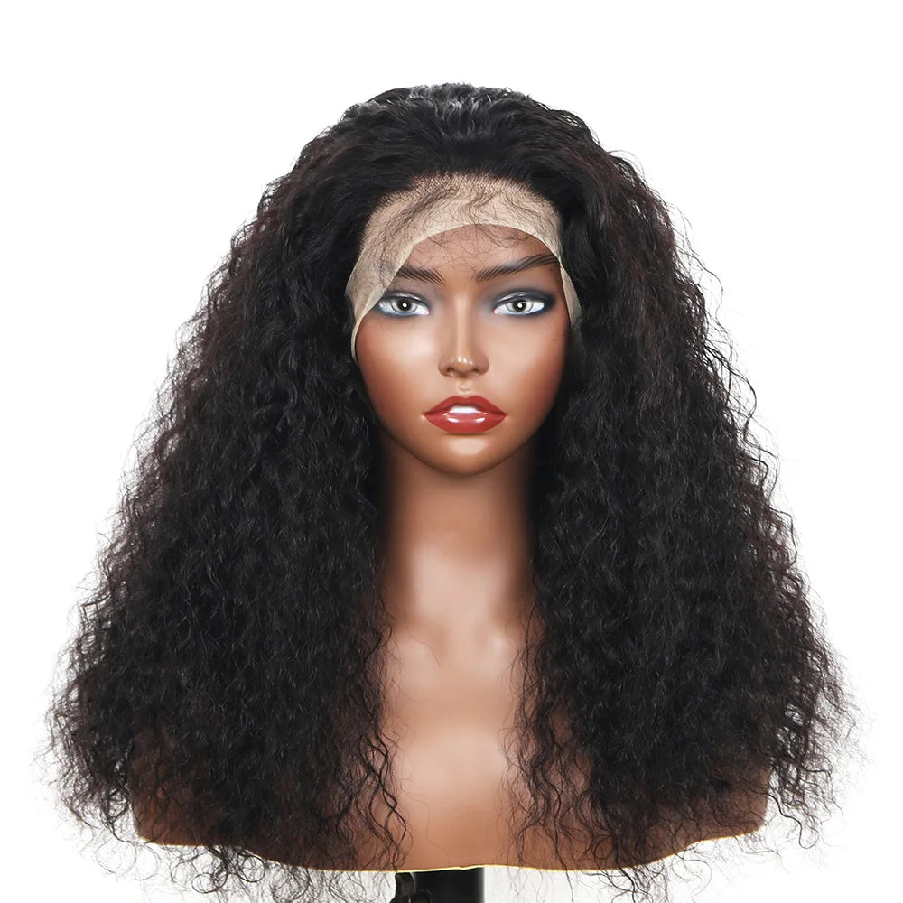Deep Water Wave Human Hair Wig For Women Raw Indian Hair 13X4 Hd Transparent Lace Frontal Wig 16 18Inch Natural Color 250%