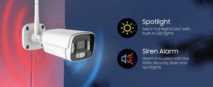 4MP Outdoor Security Wifi Camera AI 95ft NightColor Human Detection Bullet IP Camera With Two-Way Audio H.265+ Support MicroSD