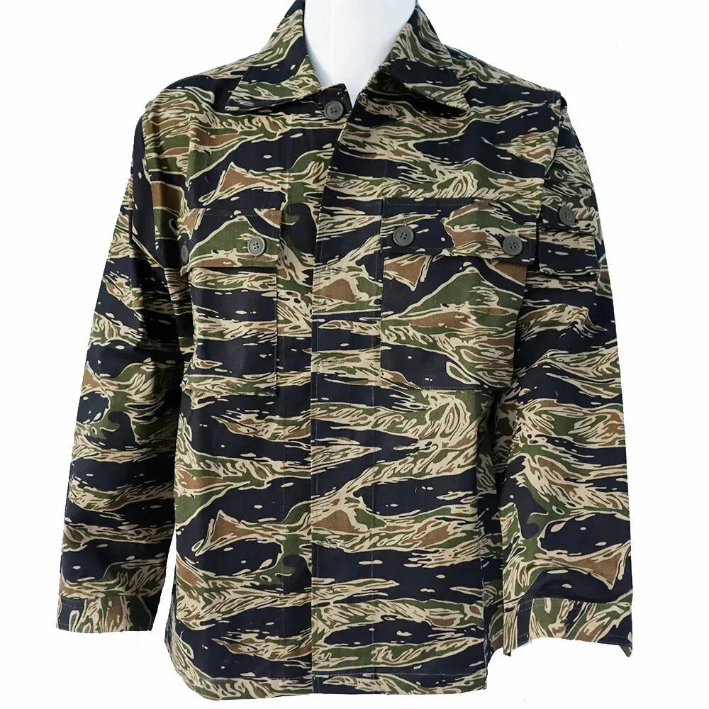 Tiger Jacket Vietnam Suit Tabby Striped Top and Pants Replica World War II Equipment Casual Training Suit WW2