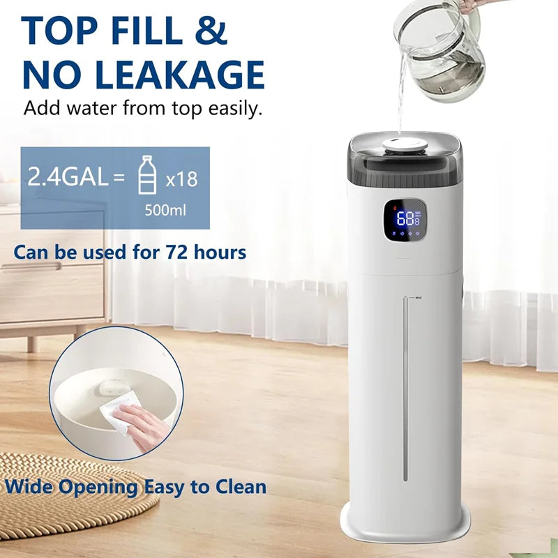 12L Intelligent Floor-Standing Humidifier Bedroom Living Room Office Three-Use Allergic Crowd Humidifier Winter Dry Skin Savior