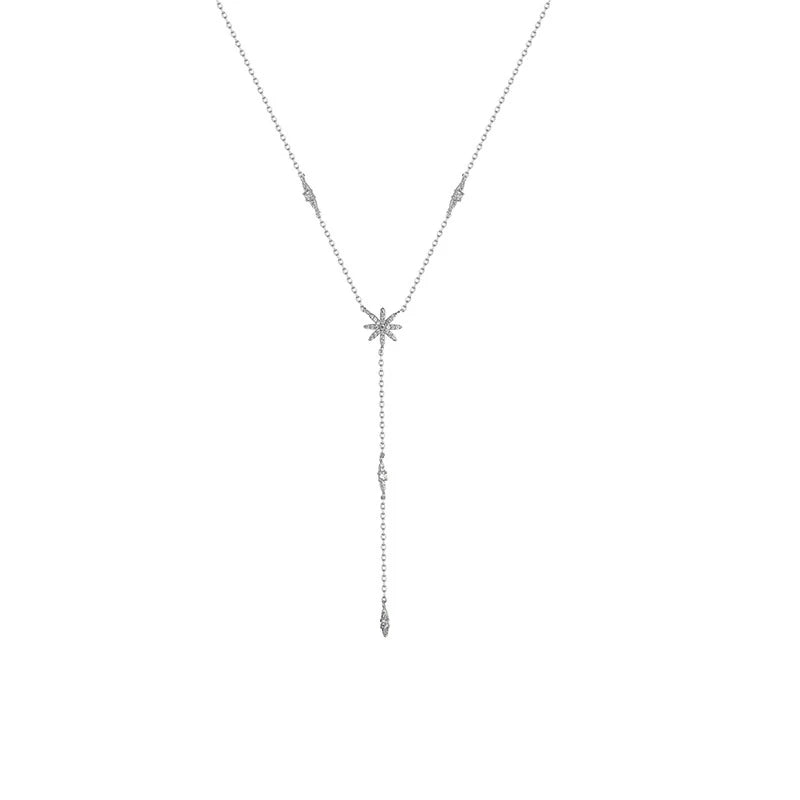 New 925 Sterling Silver Star Necklace Simple Personality Charm Long Choker Birthday Gift Women's Fine Jewelry