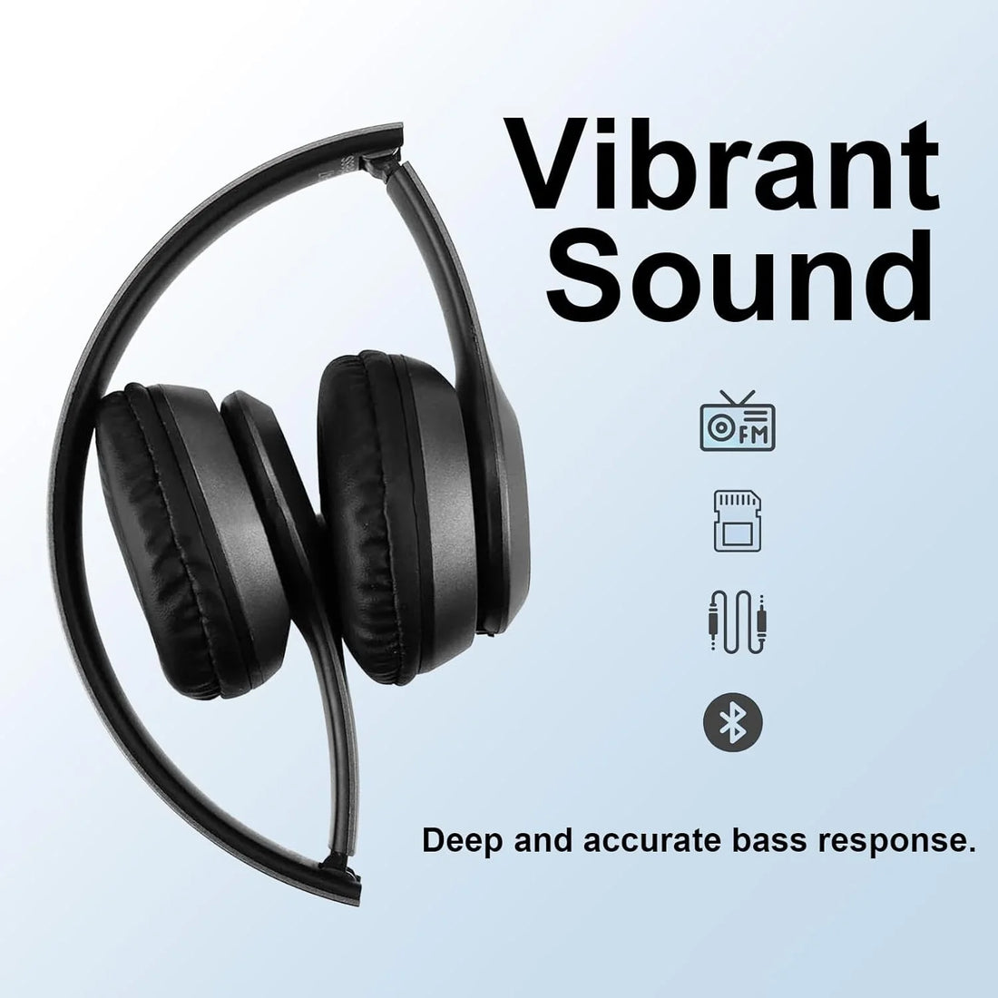 Bluetooth 5.0 Wireless Headphones, Foldable Over-Ear Headset, HiFi Stereo Sound, Soft Skin-Friendly Earmuffs