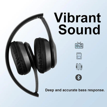 Bluetooth 5.0 Wireless Headphones, Foldable Over-Ear Headset, HiFi Stereo Sound, Soft Skin-Friendly Earmuffs