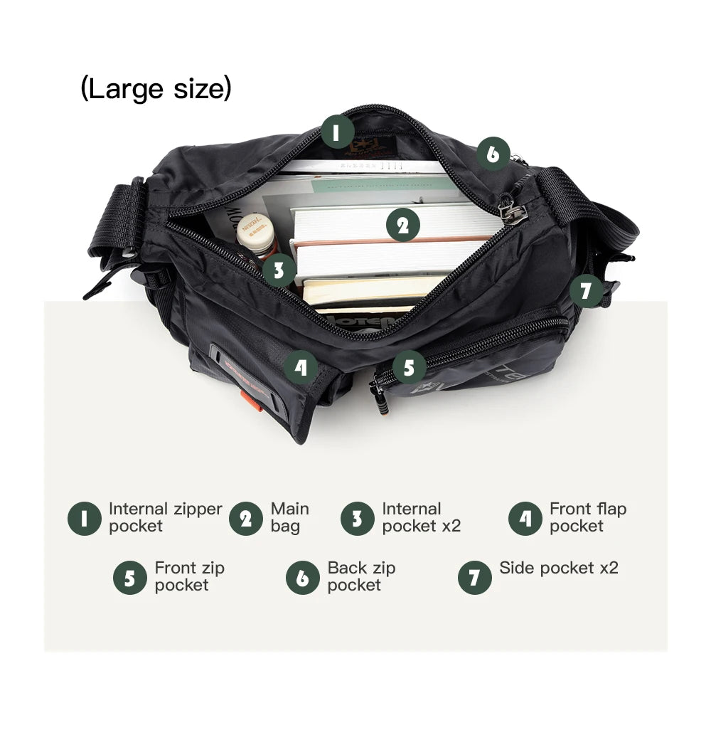VOLUNTEER Messenger Crossbody Bags for Men Oxford Side Letter Print Fashion Light Weight Protable Versatile Shoulder Bag 1802-18