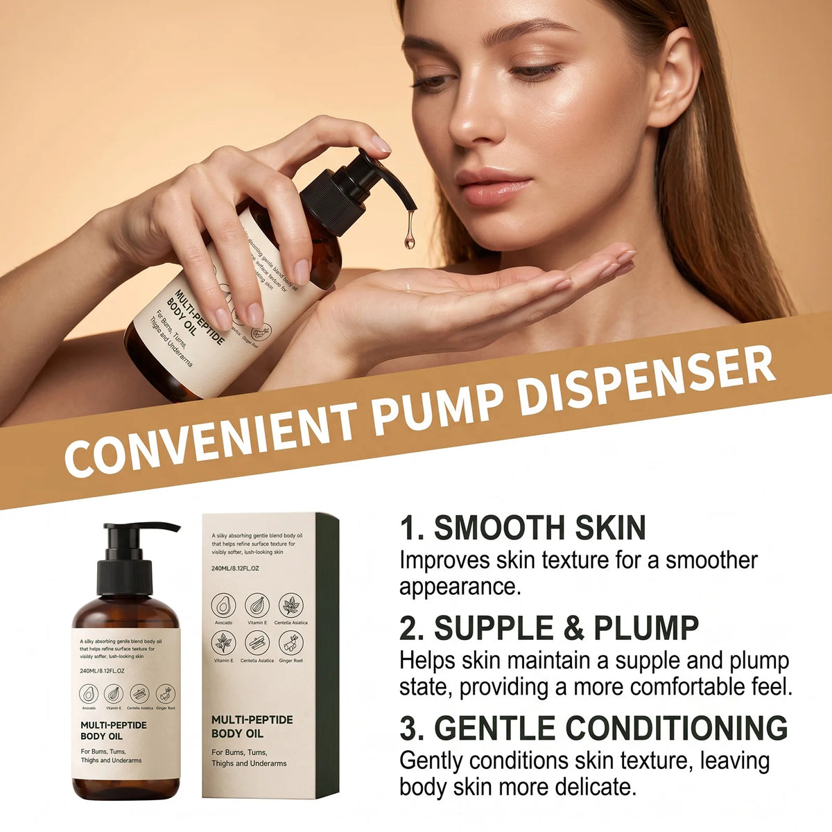 240ML Body Care Massage Oil Moisturizing Nourishing Non Greasy Fast Absorbing For All Skin Types Daily After Shower Relaxing