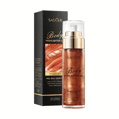 85ml, Golden Brown Body Glow Oil, Moisturizing and Hydrating, Gives Skin a Radiant and Charming Glow, Perfect for Holiday Celebrations and Party Events.