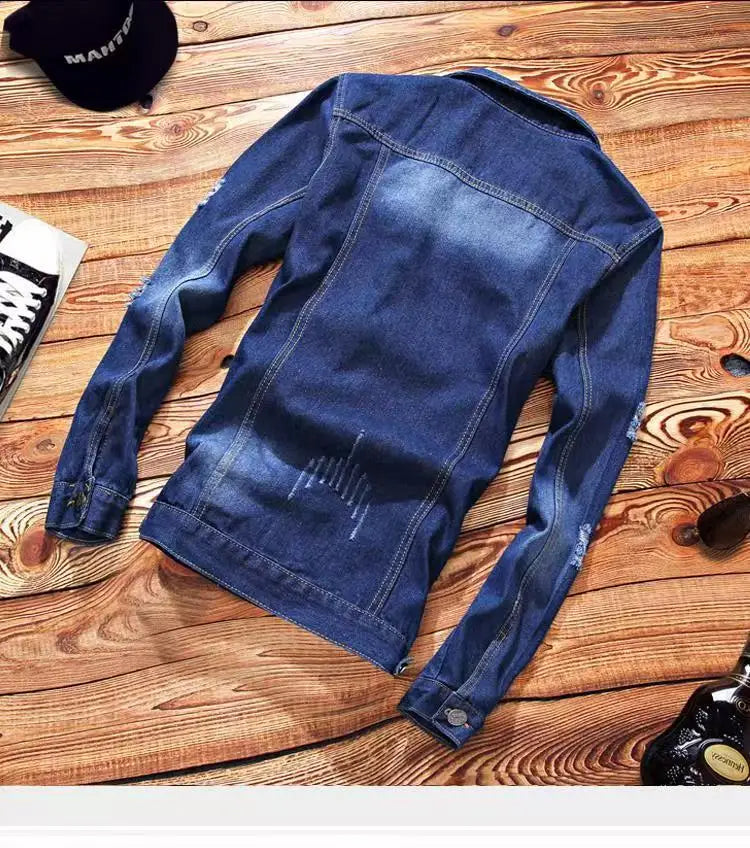 Spring Autumn Mens Denim Jacket + Jeans Pants Set Fashion Letters Printed Coat Trousers Two Piece Denim suit