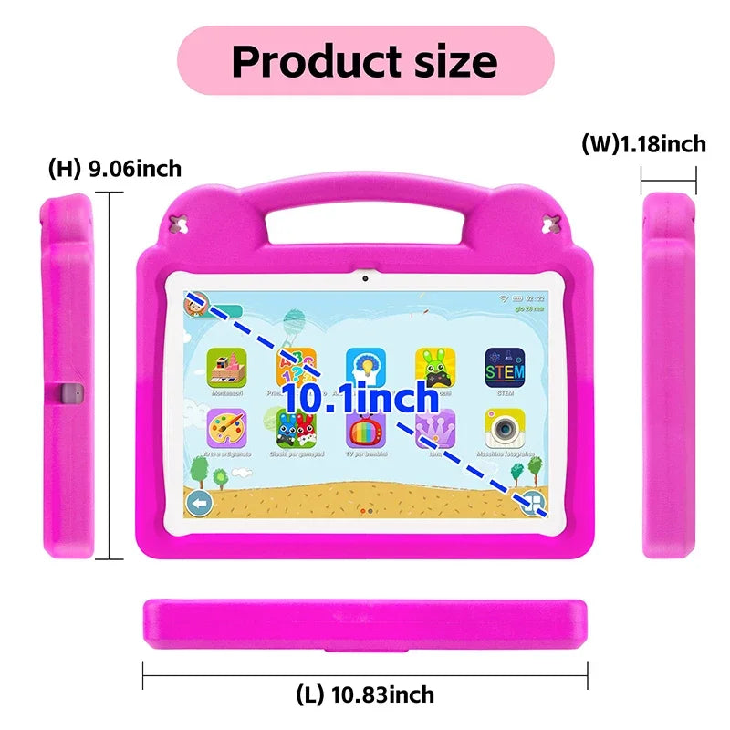 Paitanry 10.1 Inch Kids Tablet 8GB(4+4 Expand) RAM 64GB ROM CPU A523 2.0GHZ 5000Mah Octa-Core Learning Education Children Tablet