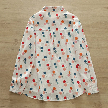 2026 Spring New Women Printed Shirts Long Sleeve Blouses Lazy Lady Tops Casual Female Clothes