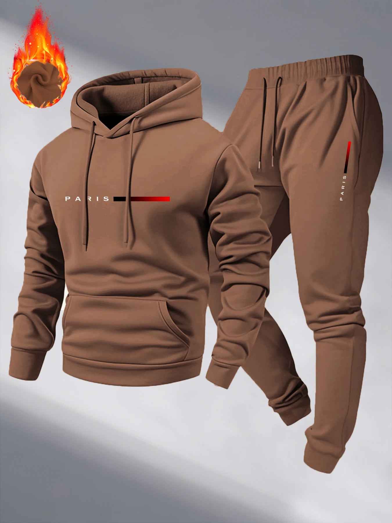 Paris Print Fashion Men's Hooded Tracksuit 2pcs Set High Quality Male Daily Casual Sports Jogging Home Outdoor Hoodie Outftis