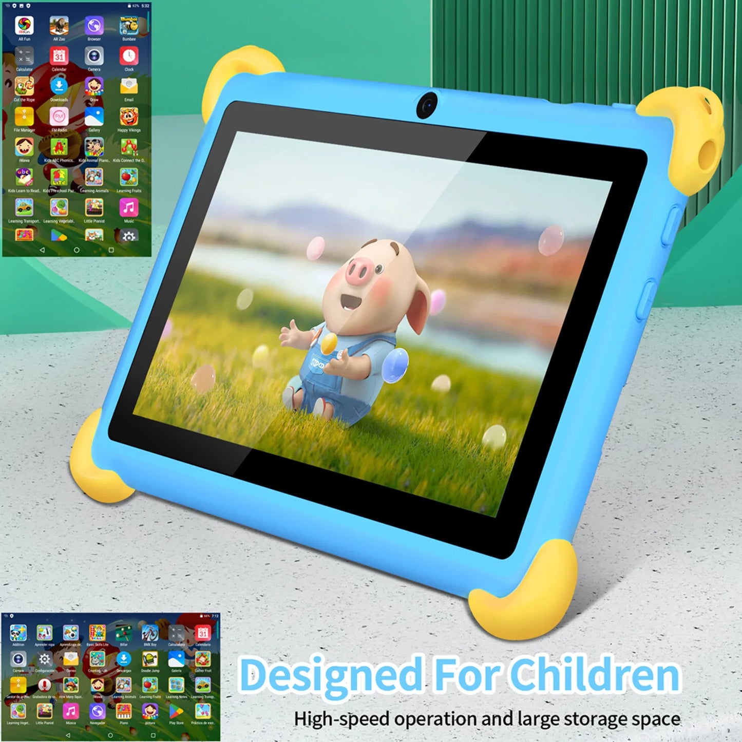 2026 New 7 Inch Cartoon Pattern Kids' tablets Quad Core 4GB RAM 64GB ROM 5G WiFi Learning Education Games Tablet Children's Gift