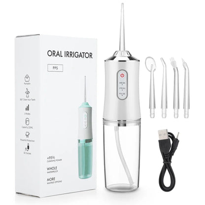 New Oral Irrigator Portable Dental Water Flosser USB Rechargeable Dental Water Jet Pick Flosser 4 Jet Tip 3 Modes Teeth Cleaner