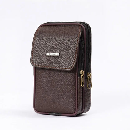 PU Leather Men Small Waist Bag Solid Color Bum Belt Pack Casual Fanny Business Waist Bag Men Travel Sports Belt Bum Phone Pouch