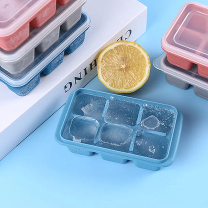 Easy to Disassemble Square Ice Cube Tray Ice Cream Mold for Household Kitchen Tools, Silicone Ice Cube with Detachable Lid