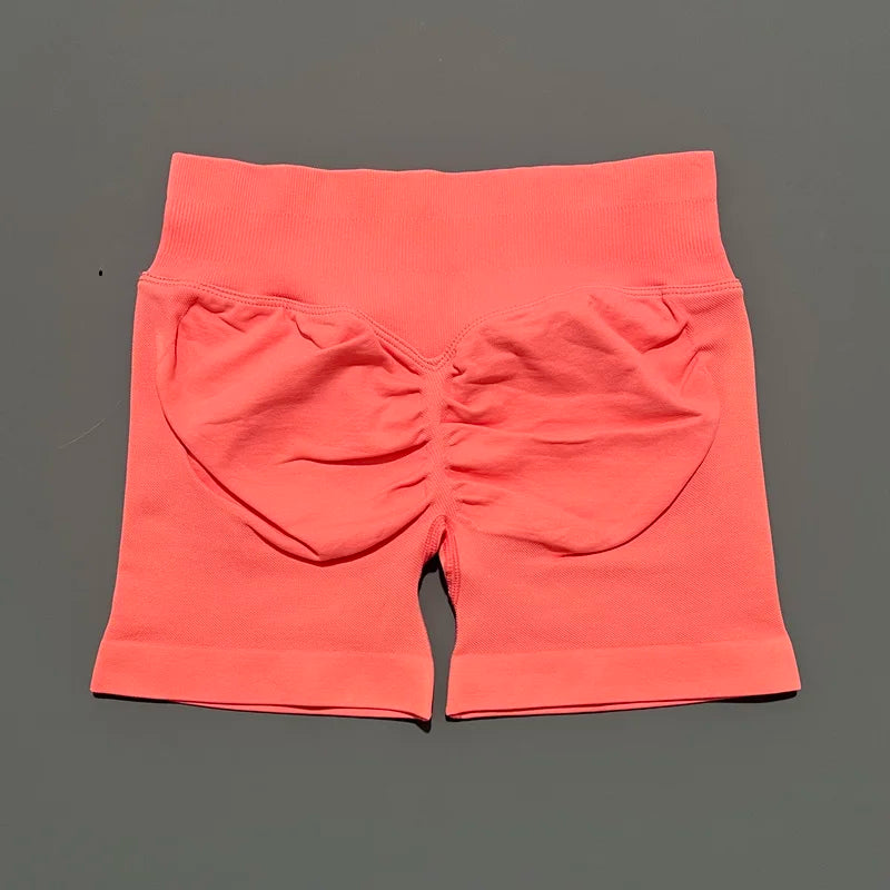 HISTELLO Women Sports Impact Shorts Seamless Low Waist Scrunch Bum Butt Lifting Stretch Gym Yoga Workout Fitness Short Leggings