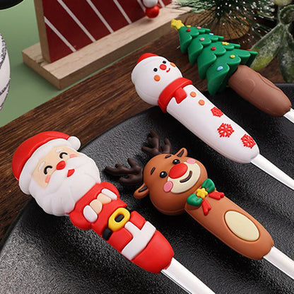 4Pcs Silver Christmas Fork And Spoon Set Stainless Steel Creative Tableware Coffee Tea Dessert Forks And Spoons Gift Set